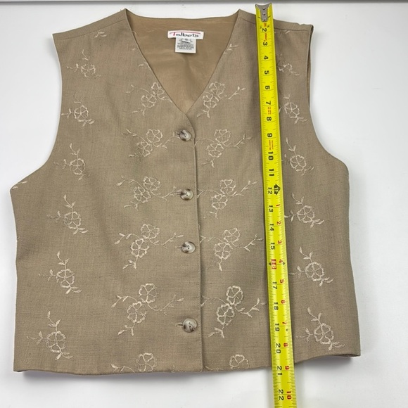 Talbots Women's  Tan Floral Embroidered Vest - Picture 3 of 6